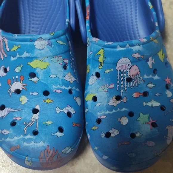Kids Blue Ocean-Themed Clogs By Zara Home Size 24/25 - Picture 3 of 7